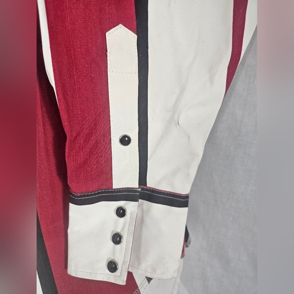 VINTAGE Mens Wrangler BRUSHPOPPER PEARLSNAP BLACK RED WHITE SIZE XXL - Picture 5 of 10